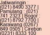 Nomor telpon Tn. Helmy Sutansyah di Jakarta Timur | Tangerang Selatan | Cibinong Bogor | Karawang Barat | Kota Cirebon
